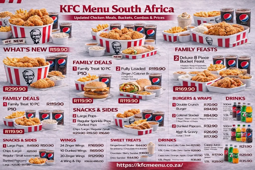 KFC Menu Prices South Africa 2026–New Items & Updated Deals